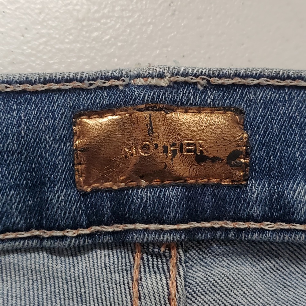 Mother Jeans Womens Insider Cropped Straight Fray Jeans Size 26 Blue Whiskered - Picture 3 of 14